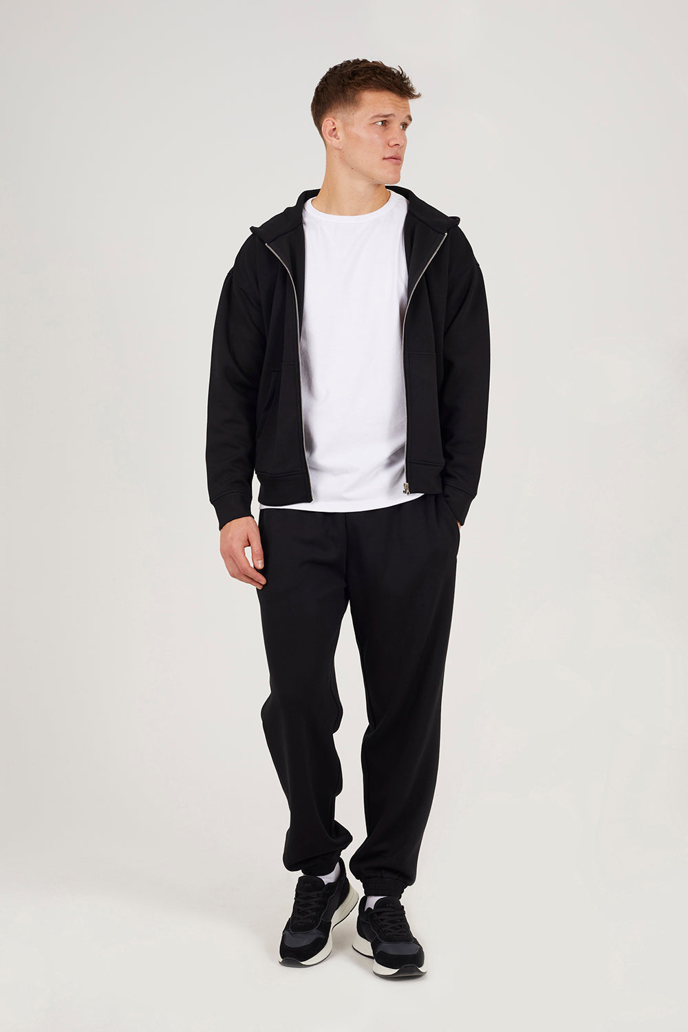 Brave Soul Black Relaxed Fit Zip Through Hoodie - Black Image 3