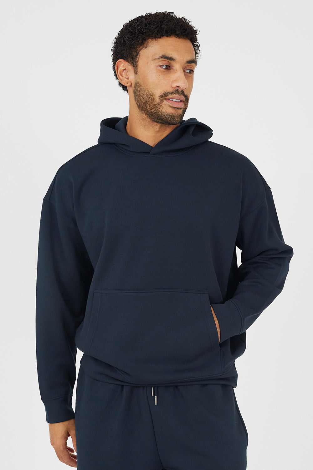 Brave Soul Navy Relaxed Fit Overhead Hoodie - Navy Image 1