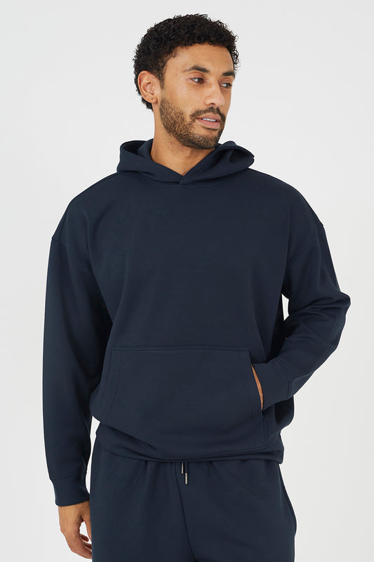 Brave Soul Navy Relaxed Fit Overhead Hoodie - Navy Image 1