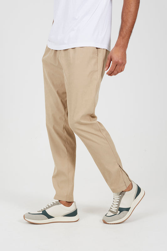 Brave Soul Stone Elasticated Waist Trousers - Stone Image 1