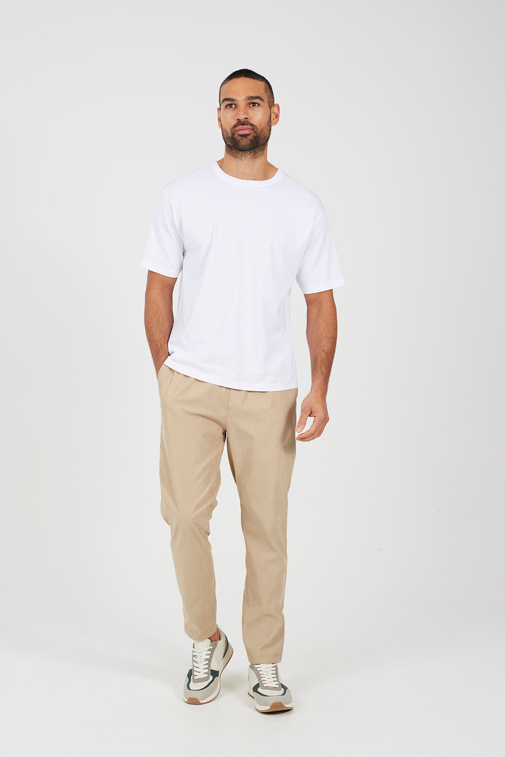 Brave Soul Stone Elasticated Waist Trousers - Stone Image 3