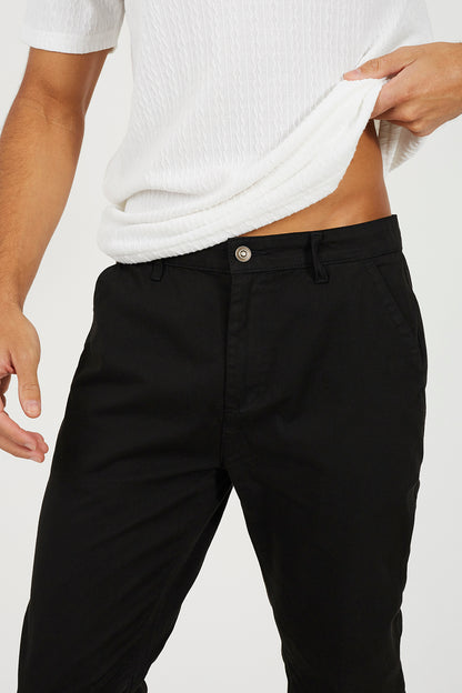 Brave Soul Black Cotton Chino Trousers - Black Image 4