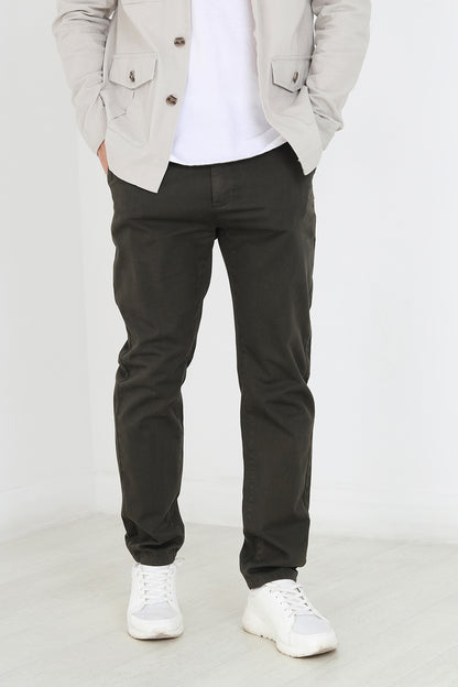 Brave Soul Khaki Cotton Chino Trousers - Khaki Image 1