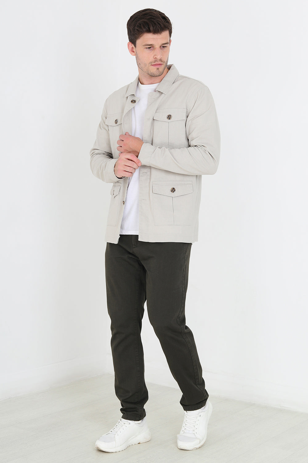 Brave Soul Khaki Cotton Chino Trousers - Khaki Image 3