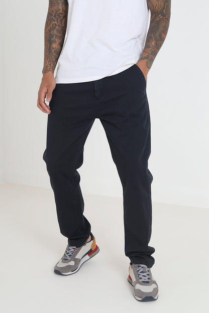 Brave Soul Navy Cotton Chino Trousers - Navy Image 1