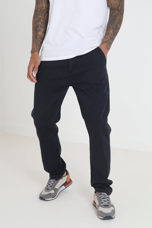 Brave Soul Navy Cotton Chino Trousers - Navy Image 1