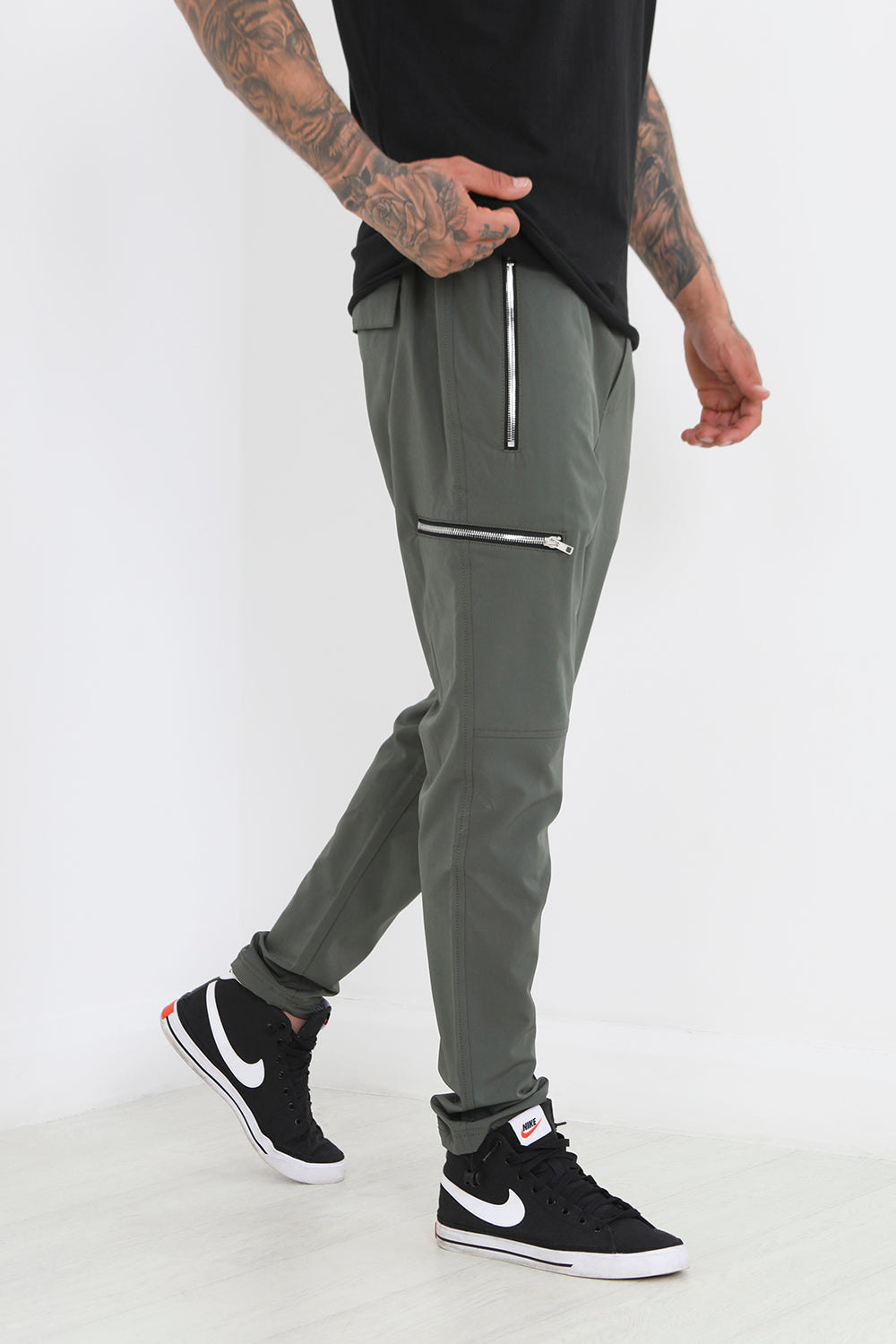 Brave Soul Khaki Elasticated Waist Utility Trousers - Khaki Image 1
