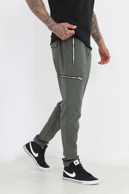 Brave Soul Khaki Elasticated Waist Utility Trousers - Khaki Image 1