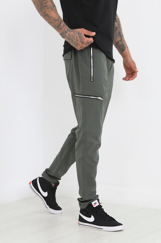 Brave Soul Khaki Elasticated Waist Utility Trousers - Khaki Image 1