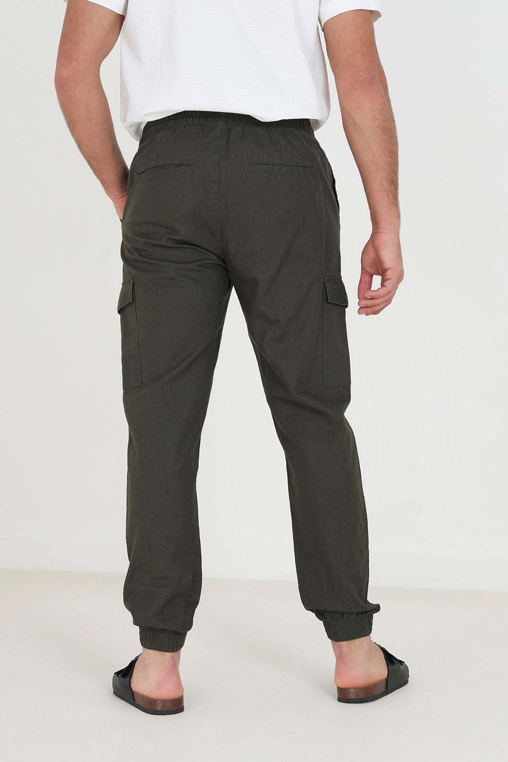 Brave Soul Khaki Cotton Linen Blend Cargo Trousers - Khaki Image 2