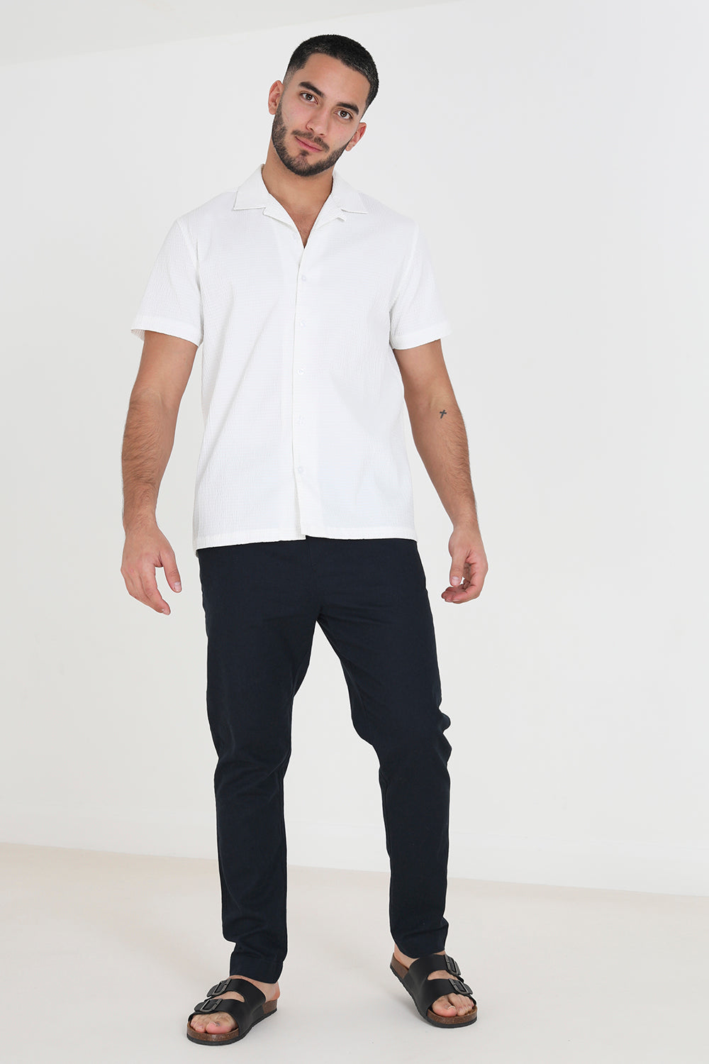Brave Soul Navy Relaxed Fit Linen Blend Trousers - Navy Image 3