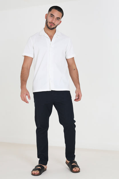 Brave Soul Navy Relaxed Fit Linen Blend Trousers - Navy Image 3
