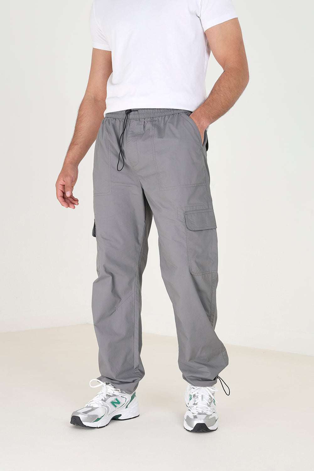 Brave Soul Dark Grey Cotton Poplin Cargo Trousers - Dark Grey Image 1