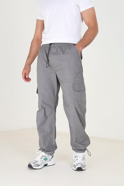 Brave Soul Dark Grey Cotton Poplin Cargo Trousers - Dark Grey Image 1