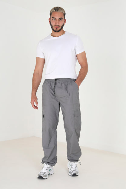 Brave Soul Dark Grey Cotton Poplin Cargo Trousers - Dark Grey Image 3