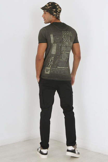 Brave Soul Black Cotton Twill Cargo Style Chino Trousers - Black Image 2