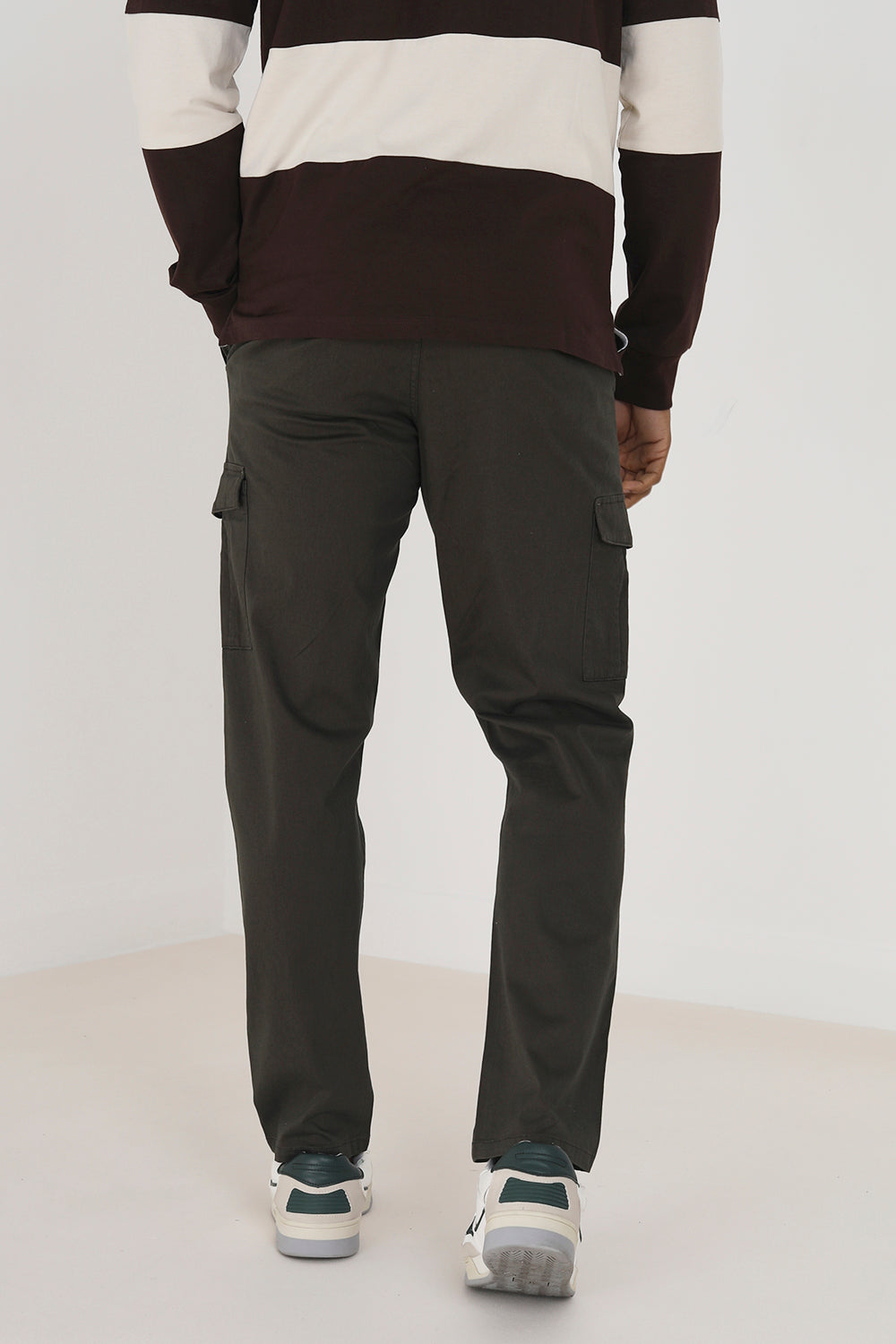 Brave Soul Khaki Cotton Twill Cargo Style Chino Trousers - Khaki Image 2