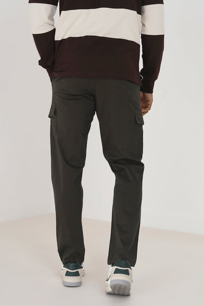 Brave Soul Khaki Cotton Twill Cargo Style Chino Trousers - Khaki Image 2