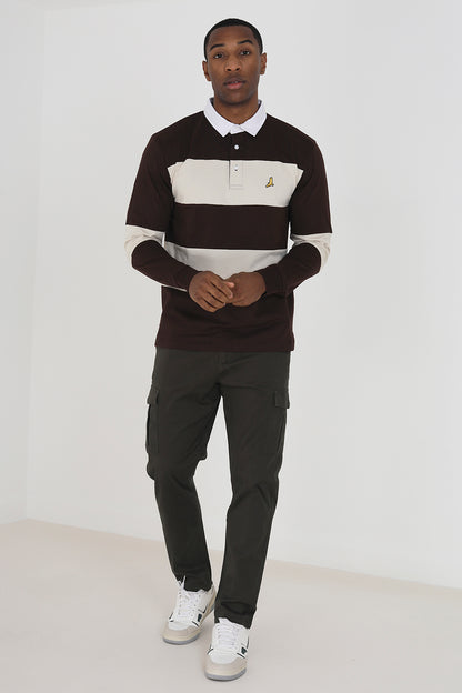 Brave Soul Khaki Cotton Twill Cargo Style Chino Trousers - Khaki Image 3