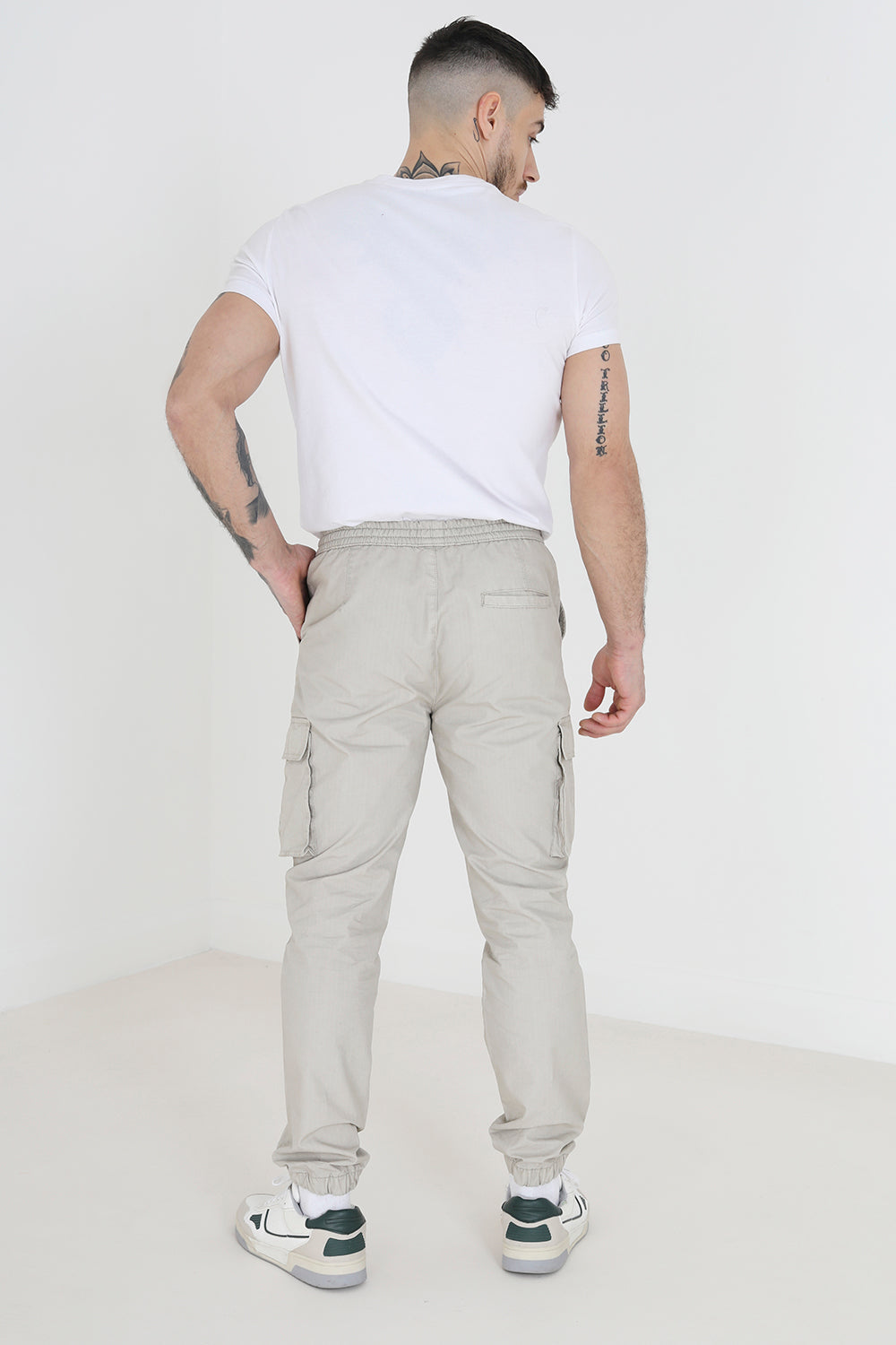 Brave Soul Stone Cotton Cargo Trousers - Stone Image 2