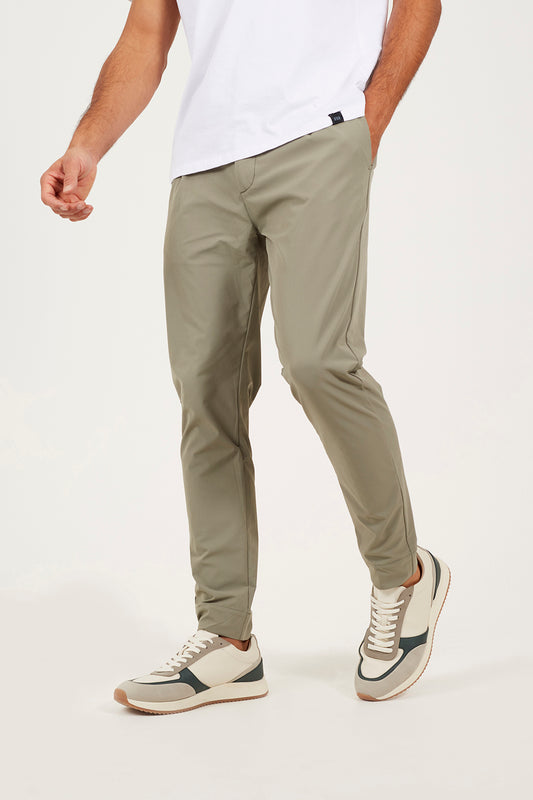 Brave Soul Pale Green Elasticated Waist Chino Style Trousers - Pale Green Image 1