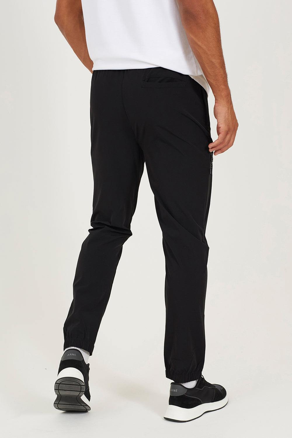Brave Soul Black Zip Detail Cuffed Trousers With Elasticated Waist - Black Image 2