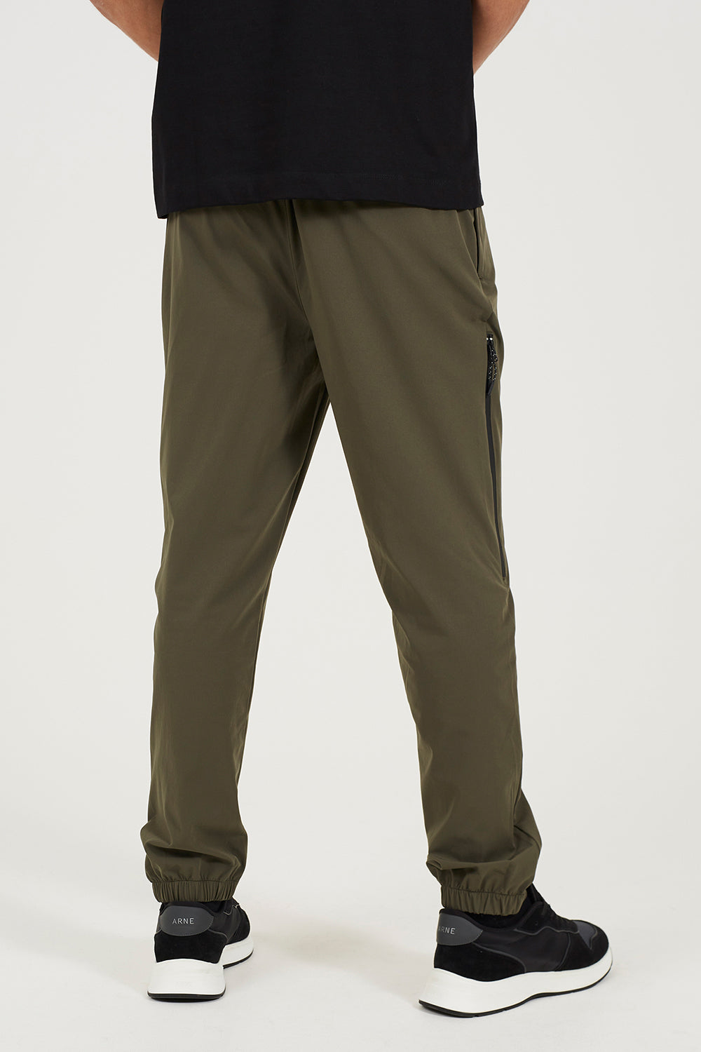 Brave Soul Khaki Zip Detail Cuffed Trousers With Elasticated Waist - Khaki Image 2