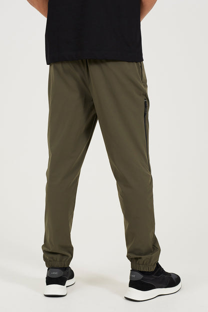 Brave Soul Khaki Zip Detail Cuffed Trousers With Elasticated Waist - Khaki Image 2
