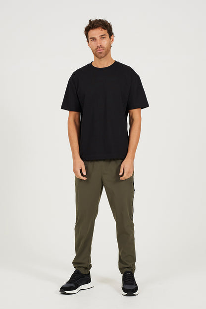 Brave Soul Khaki Zip Detail Cuffed Trousers With Elasticated Waist - Khaki Image 3
