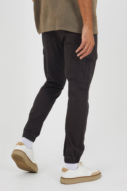 Brave Soul Dark Grey Cotton Twill Cargo Trousers - Dark Grey Image 2