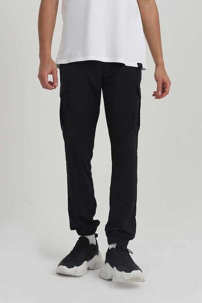 Brave Soul Black Cotton Twill Cargo Trousers - Black Image 1