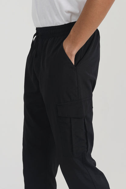 Brave Soul Black Cotton Twill Cargo Trousers - Black Image 4