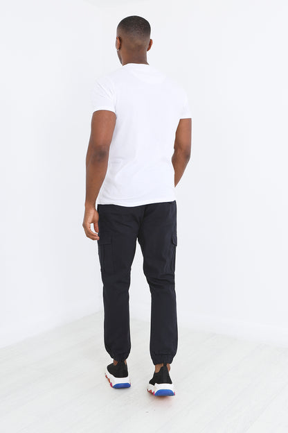 Brave Soul Navy Cotton Twill Cargo Trousers - Navy Image 2