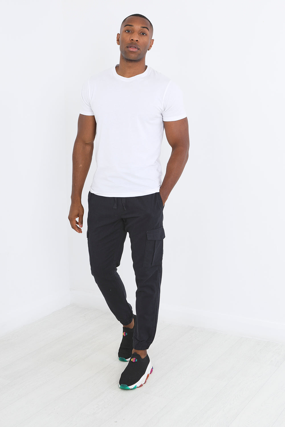 Brave Soul Navy Cotton Twill Cargo Trousers - Navy Image 3