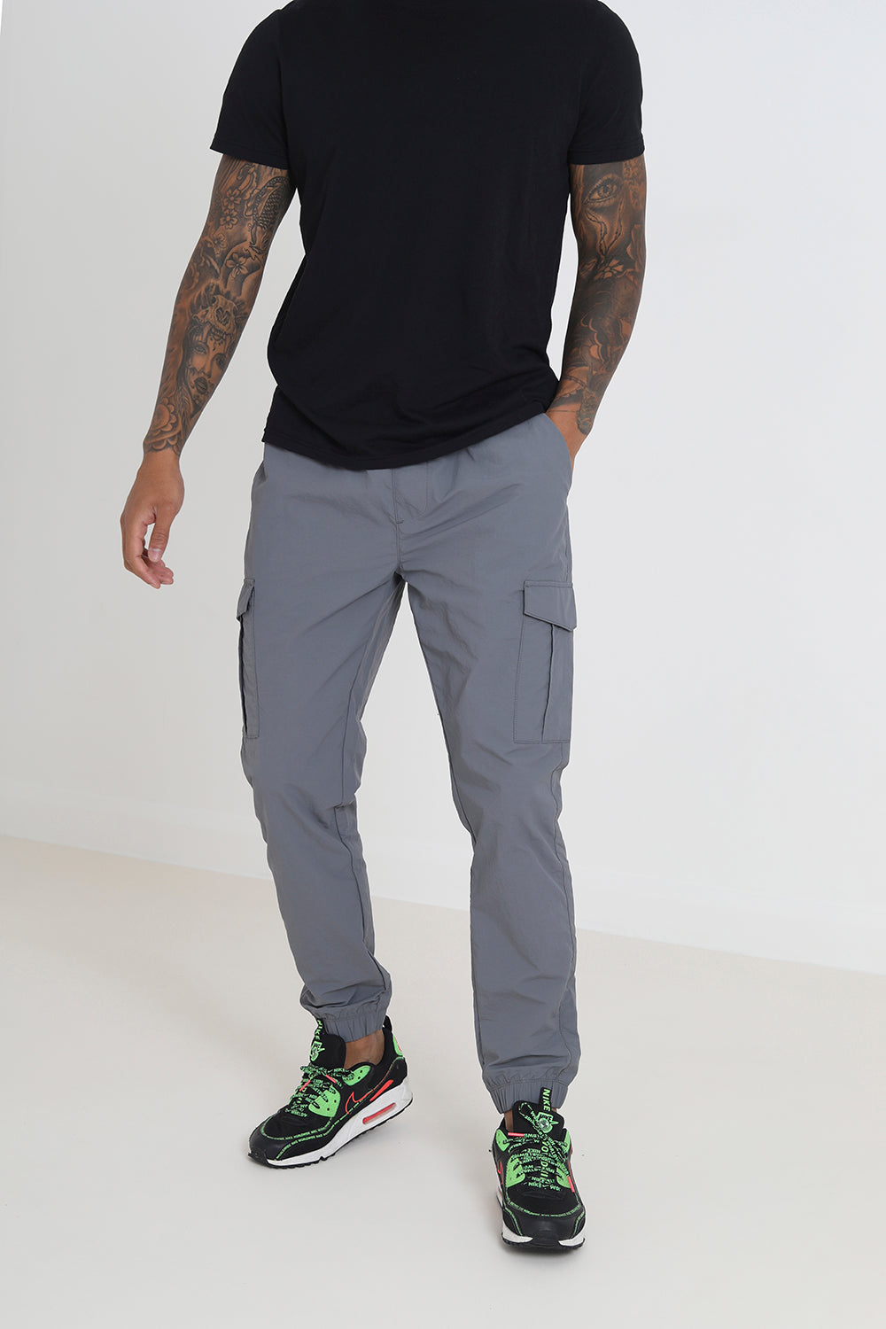 Brave Soul Grey Cuffed Cargo Trousers - Grey Image 1
