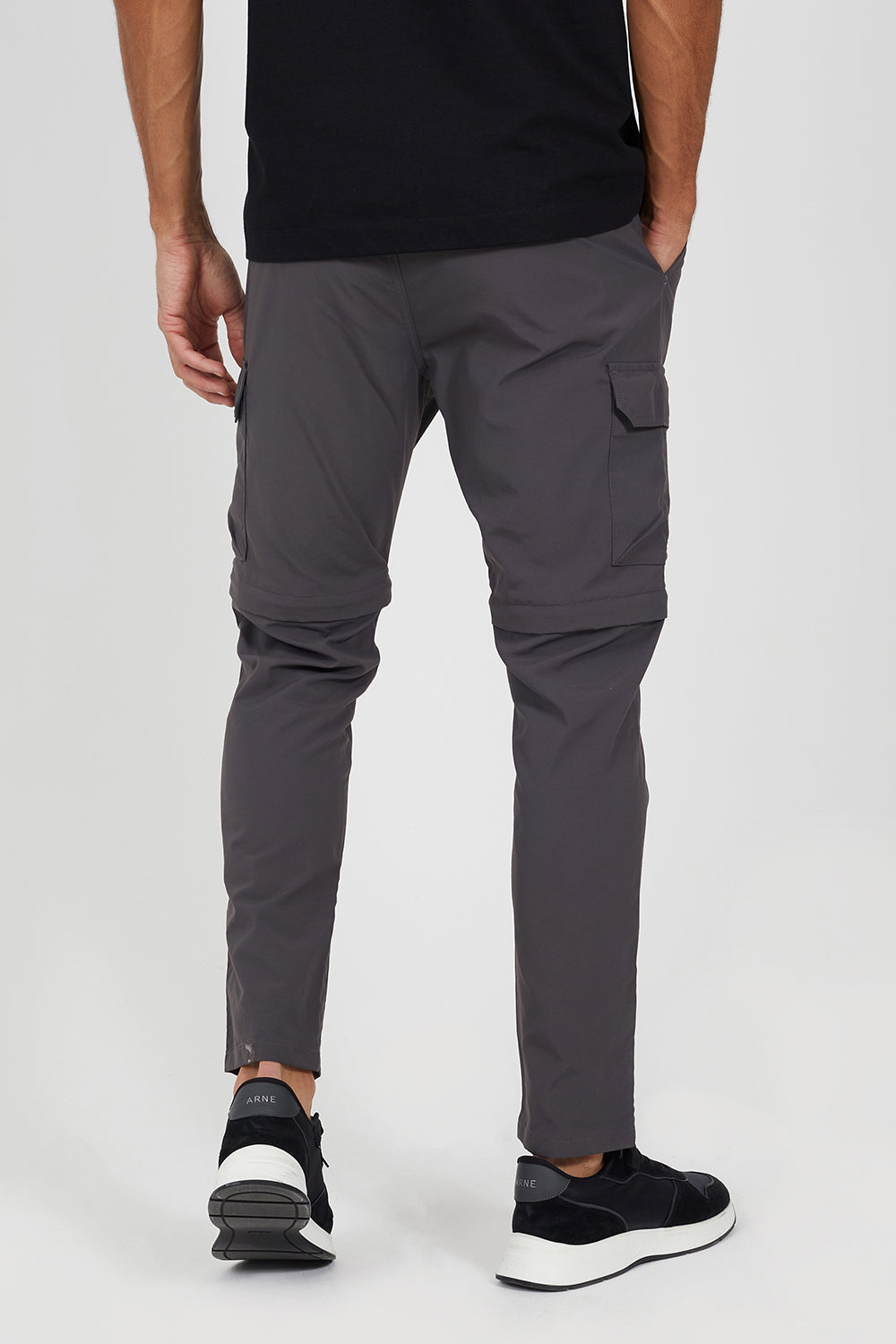 Brave Soul Charcoal Taslan Zip Off Panel Cargo Trousers - Charcoal Image 2