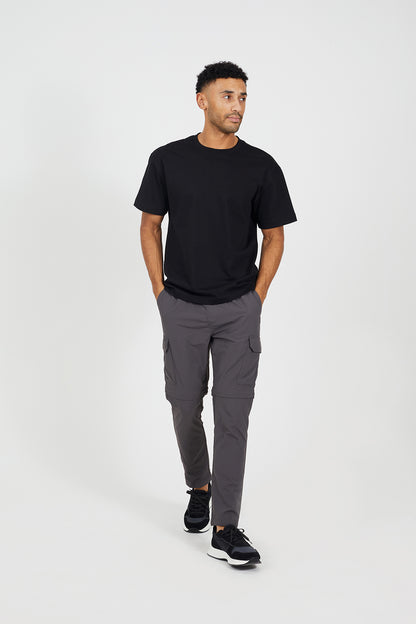 Brave Soul Charcoal Taslan Zip Off Panel Cargo Trousers - Charcoal Image 3