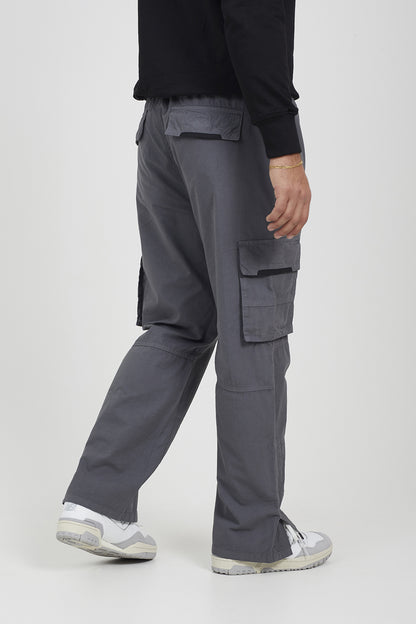 Brave Soul Grey Wide Leg Ripstop Cargo Trousers - Grey Image 2