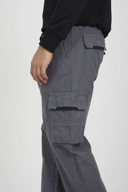 Brave Soul Grey Wide Leg Ripstop Cargo Trousers - Grey Image 4
