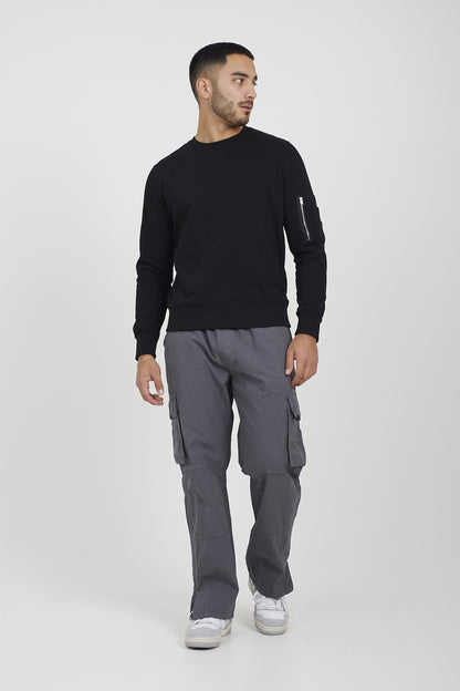 Brave Soul Grey Wide Leg Ripstop Cargo Trousers - Grey Image 3