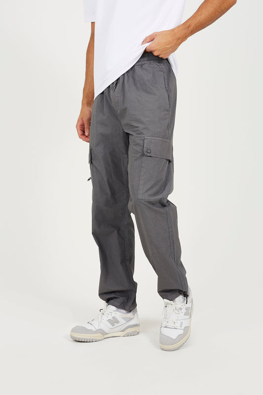 Brave Soul Grey Loose Fit Cotton Poplin Cargo Trousers - Grey Image 1