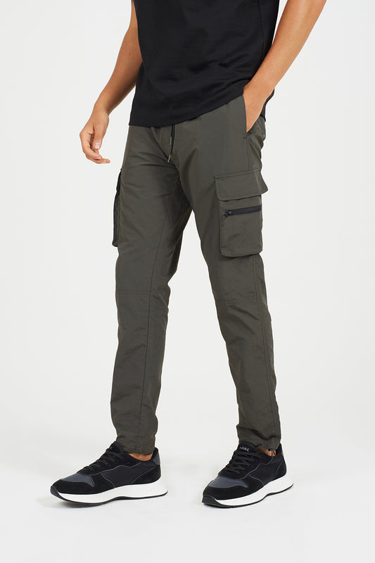 Brave Soul Khaki Elasticated Waist Cargo Style Trousers - Khaki Image 1