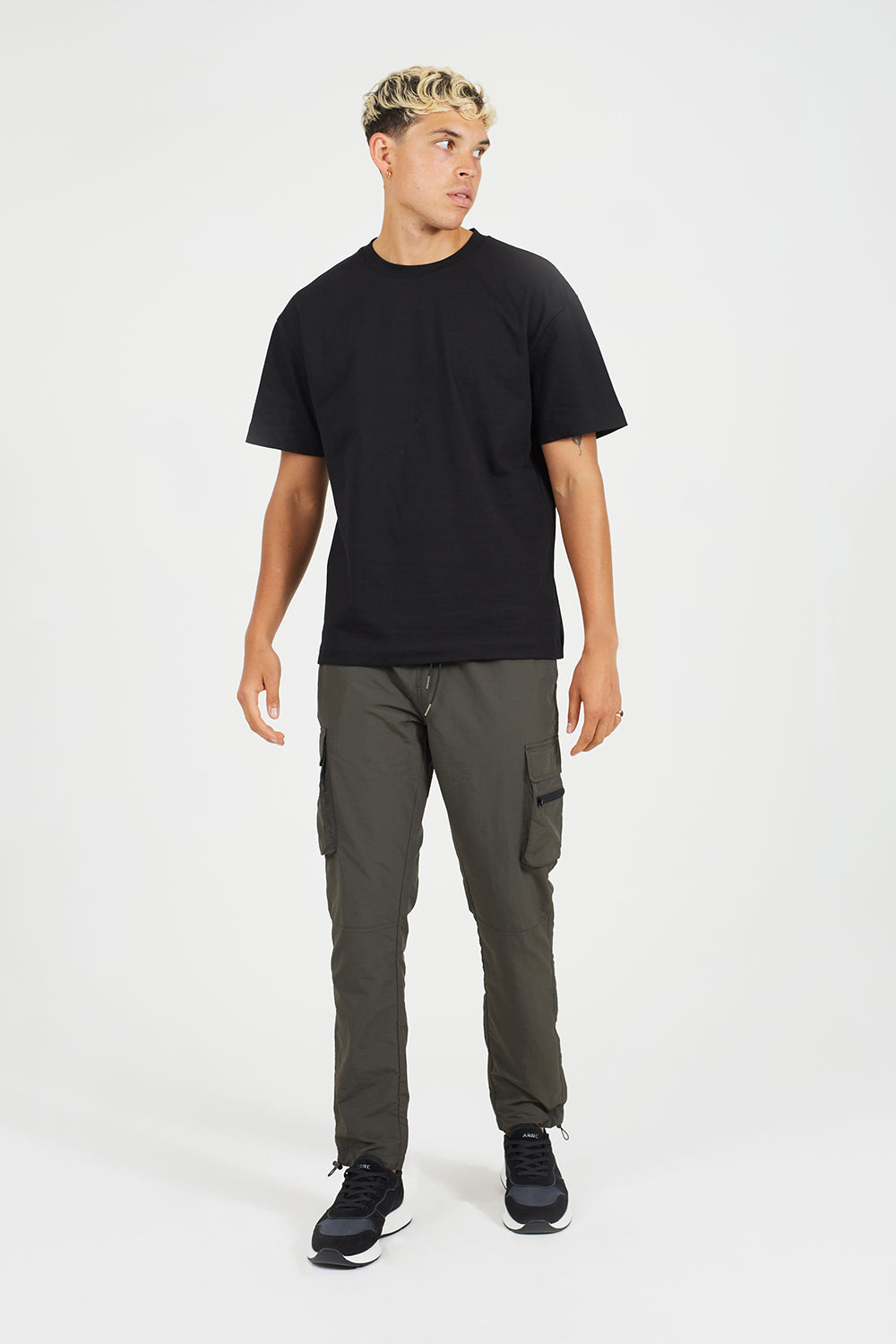 Brave Soul Khaki Elasticated Waist Cargo Style Trousers - Khaki Image 3