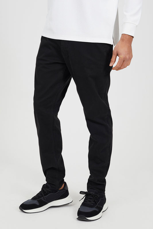 Brave Soul Black Cotton Twill Chino Trousers - Black Image 1