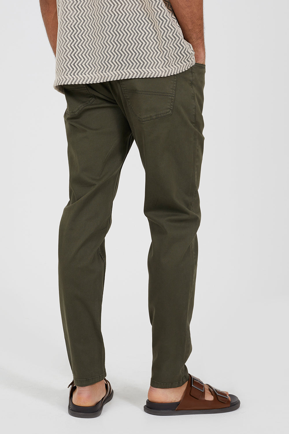 Brave Soul Khaki Cotton Twill Chino Trousers - Khaki Image 2