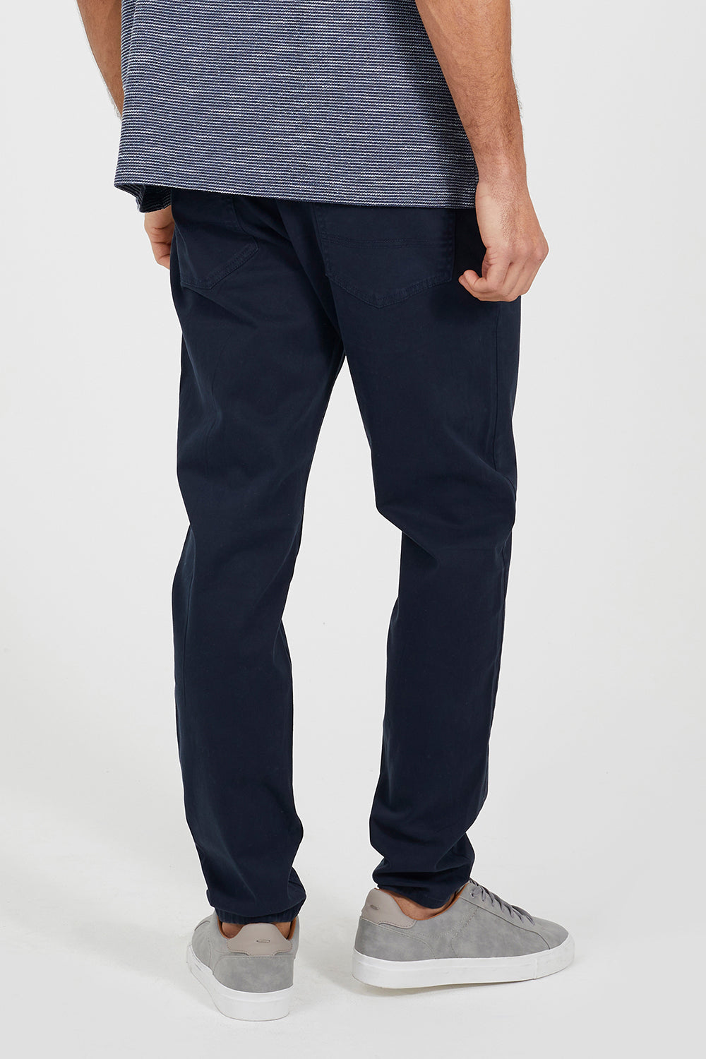 Brave Soul Navy Cotton Twill Chino Trousers - Navy Image 2
