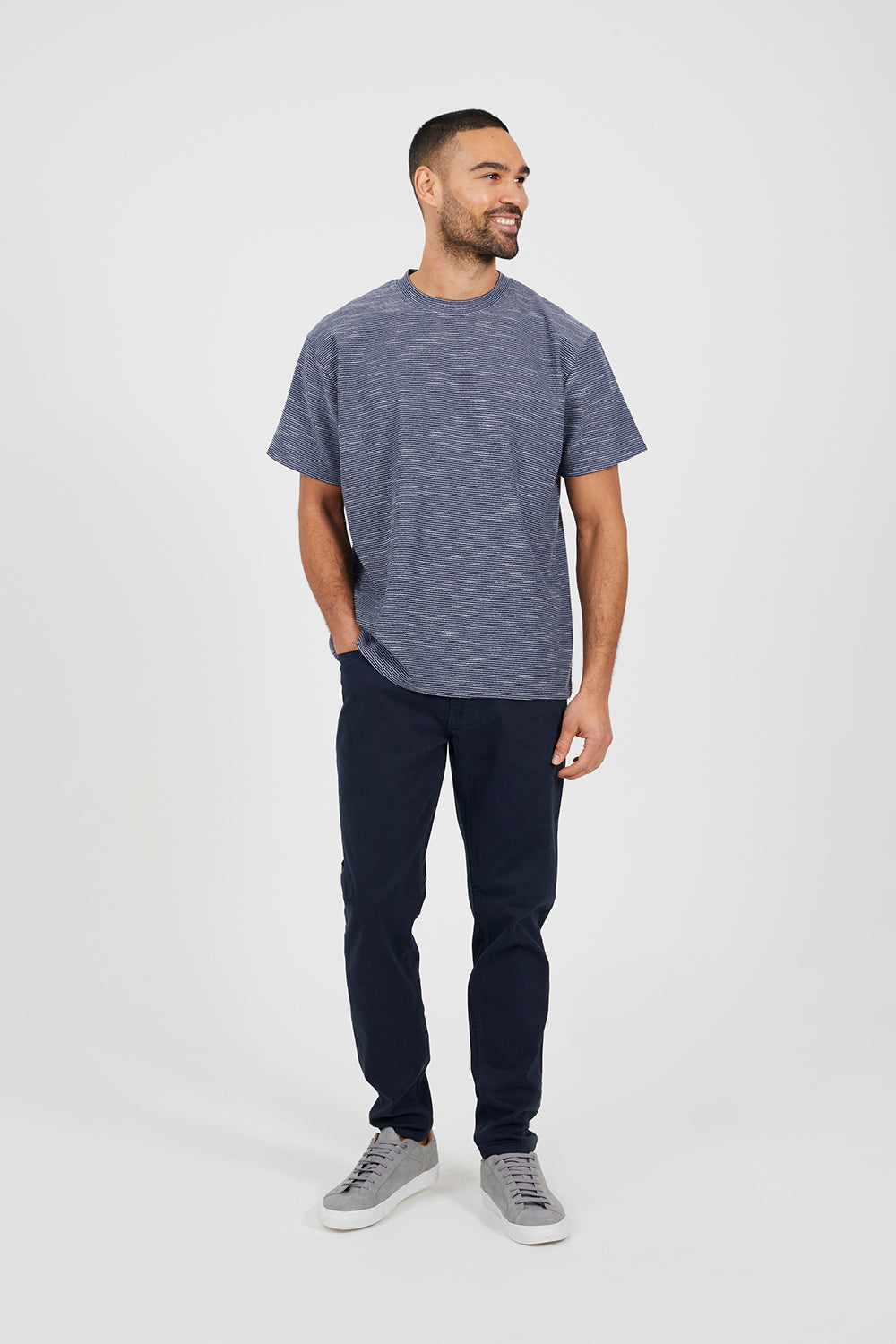 Brave Soul Navy Cotton Twill Chino Trousers - Navy Image 3