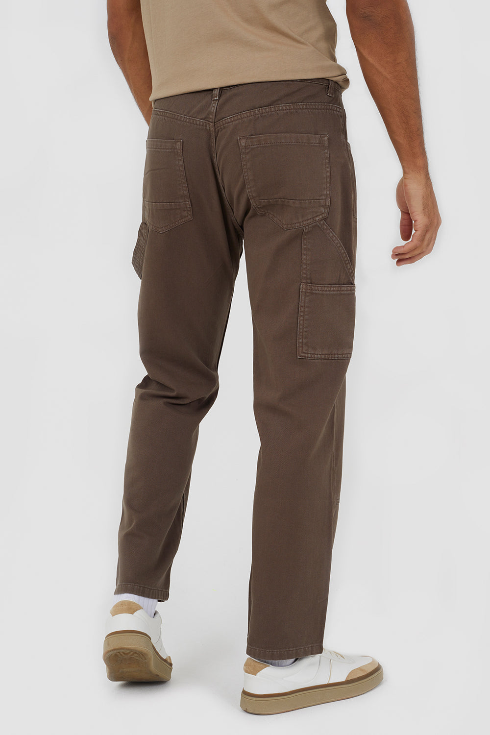 Brave Soul Brown Cotton Slim Leg Carpenter Style Trousers - Brown Image 2