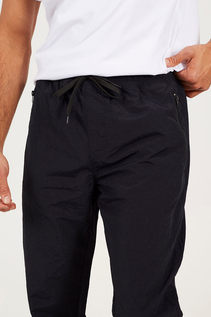 Brave Soul Black Taslan Loose Fit  Cuffed Cargo Trousers - Black Image 4