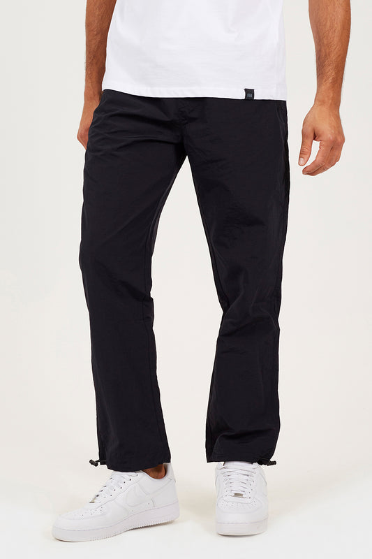 Brave Soul Black Taslan Loose Fit  Cuffed Cargo Trousers - Black Image 1